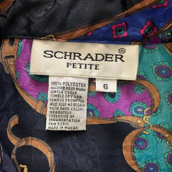 VTG Schrader Petite Sz 6 Shirt Dress Pockets Paisley & Equestrian Print #20B - Picture 9 of 9
